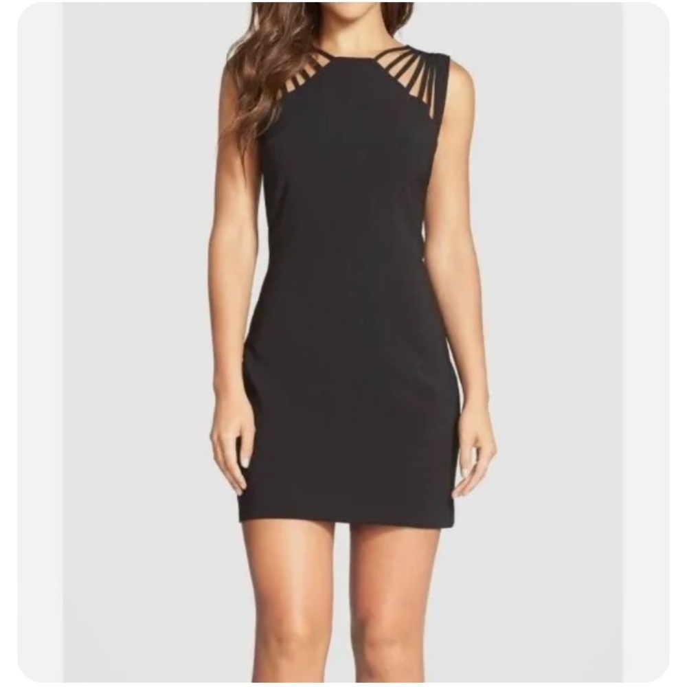 Dress the Population Cora Black Strappy Mini Sheath Dress - Size Small